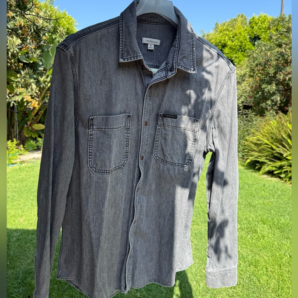 Calvin Klein Men's Gray Denim Shirt